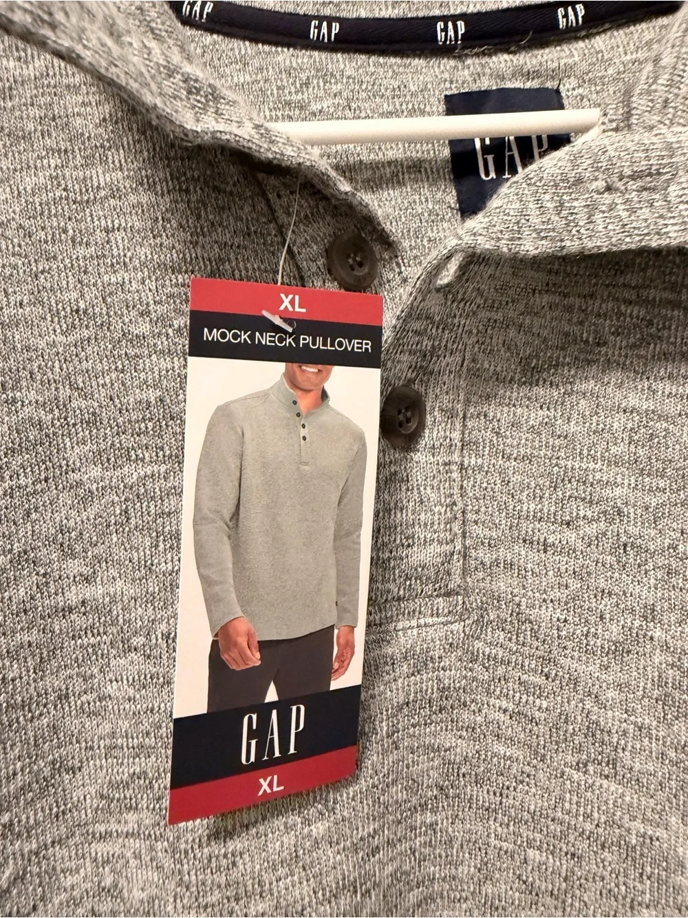 GAP Men's Light Gray Heather Mock Neck Pullover Sweater XL
